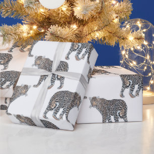 Papier Cadeau Motif blanc d'animal léopard simple