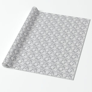 Papier Cadeau Motif blanc de dentelle sur l'arrière - plan gris