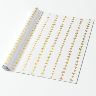 Papier Cadeau Motif blanc de flèches de feuille d'or de Faux