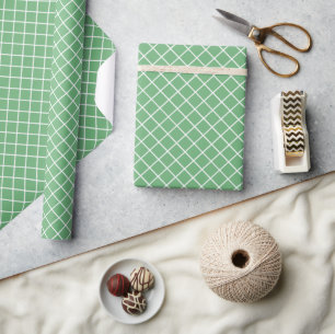 Papier Cadeau Motif blanc écossais à la menthe de printemps