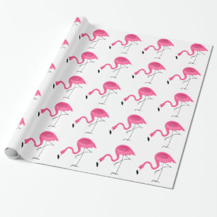 Papier Cadeau Motif blanc et rose de Flamants roses