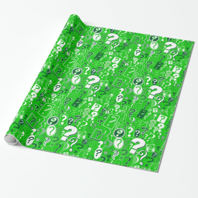 Papier Cadeau Motif blanc et vert d'amusement des points (Déroulé)