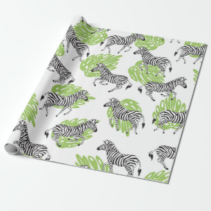 Papier Cadeau Motif blanc sans couture avec zèbres. illustration