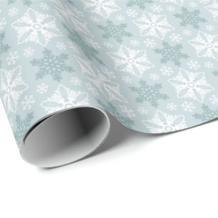 Papier Cadeau Motif blanc Turquoise de flocons d'eau vive Aqua B