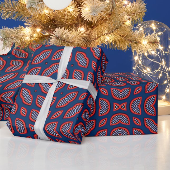 Papier Cadeau Motif bleu africain Ankara (Vacances)