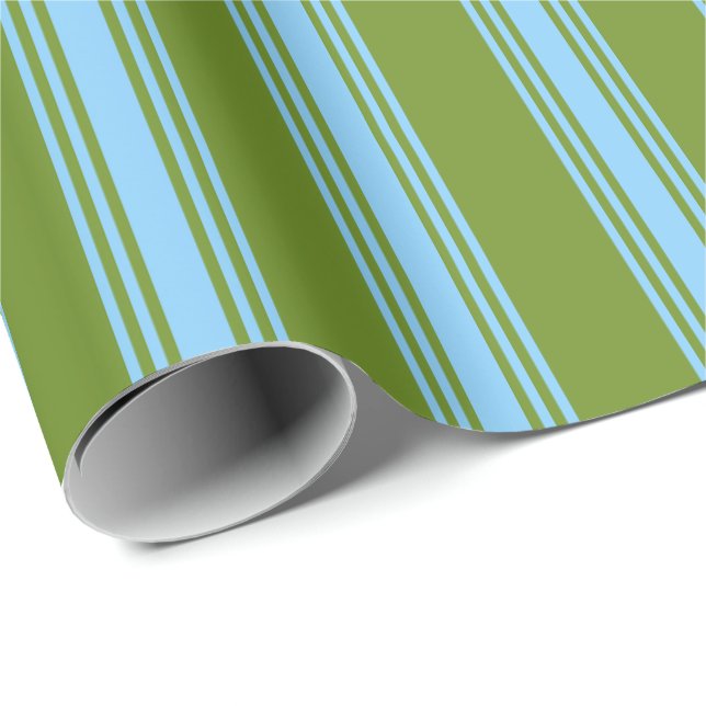 Papier Cadeau Motif bleu bleu ciel et vert (Coin rond)