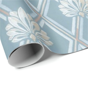 Papier Cadeau Motif bleu démodé de papier peint de fan de