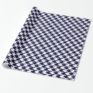 Papier Cadeau Motif bleu et blanc Houndstooth Navy