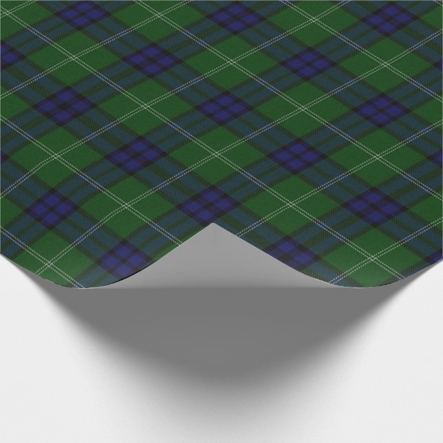 Papier Cadeau Motif bleu et vert Tartan Plaid (Coin)