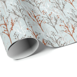 Papier Cadeau Motif Bleu Forêt Arbre