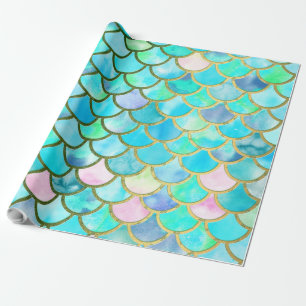 Papier Cadeau Motif bleu turquoise d'échelles de sirène