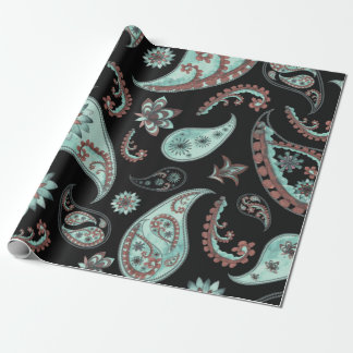 Papier Cadeau Motif Blue & Red Vintage Paisley