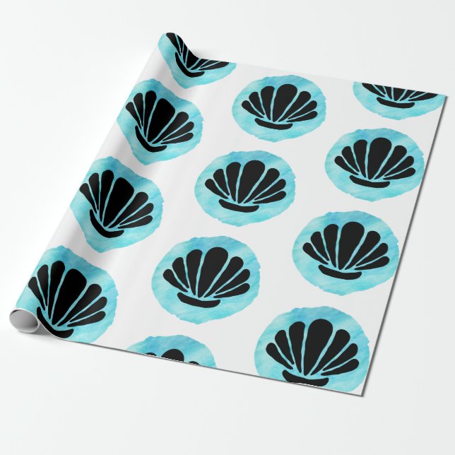 Papier Cadeau Motif Blue Shell (Déroulé)