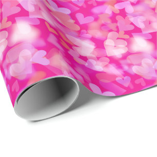 Papier Cadeau Motif Bokeh Cœurs Rose
