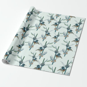Papier Cadeau Motif botanique de colibri vintage