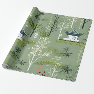 Papier Cadeau Motif botanique de la forêt de bambou Zen (2)