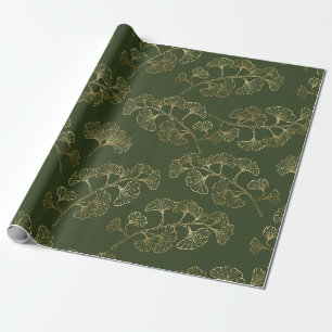 Papier Cadeau Motif botanique de la ligne d'or