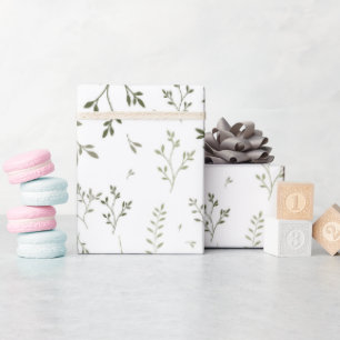 Papier Cadeau Motif botanique délicat de sauge vert ditsy