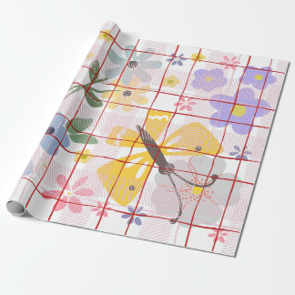 Papier Cadeau Motif botanique moderne violet rose anniversaire