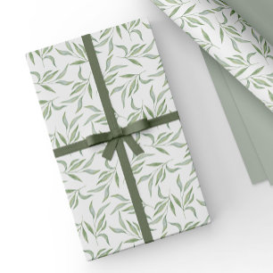 Papier Cadeau Motif botanique simple de feuilles à l'aquarelle v