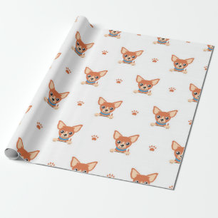 Papier Cadeau Motif Brown Chihuahua Chig
