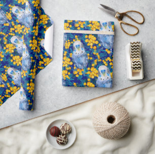 Papier Cadeau Motif Budgie Et Wattle
