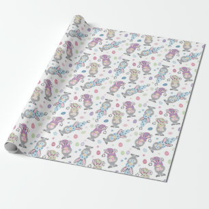 Papier Cadeau Motif Bunny Gnome de Pâques