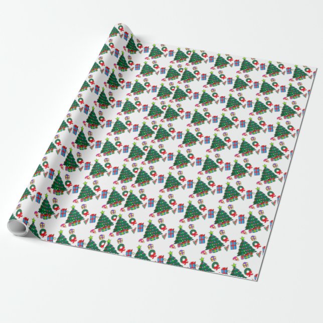 Papier Cadeau Motif Cadeaux de Noël (Déroulé)