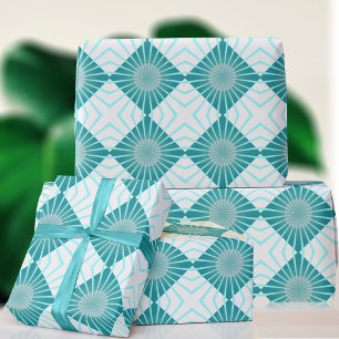Papier Cadeau Motif Carré  de cercle géométrique les années 70 A