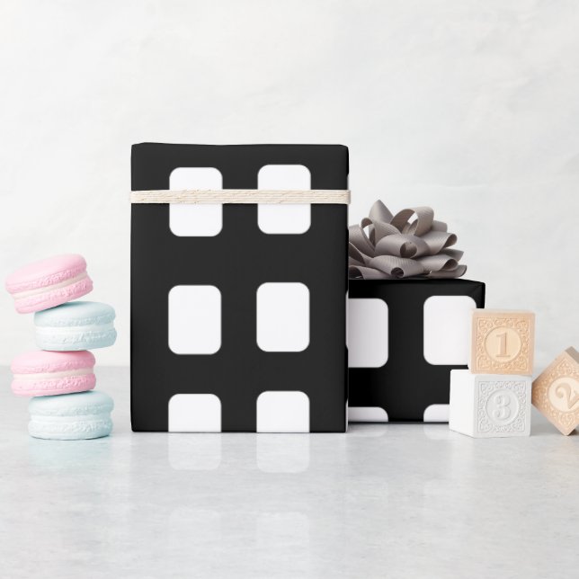 Papier Cadeau Motif Carré noir et blanc (Baby Shower)