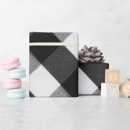 Papier Cadeau Motif carreau neige buffle noir blanc Classique