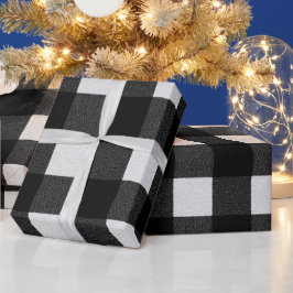Papier Cadeau Motif carreau neige buffle noir blanc Classique