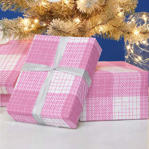 Papier Cadeau Motif carreaux à carreaux gras rose et blanc