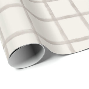 Papier Cadeau Motif carreaux à la fenêtre Taupe aquarelle