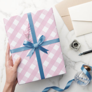 Papier Cadeau Motif carreaux et vichy rose pastel classique
