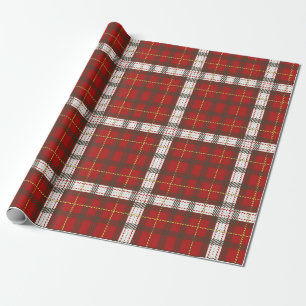 Papier Cadeau Motif carreaux rouge et blanc festif de Noël