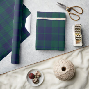Papier Cadeau Motif carreaux tartan vert foncé classique