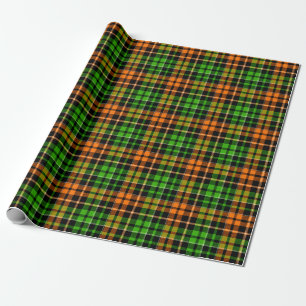 Papier Cadeau Motif carreaux tartan vert orange noir