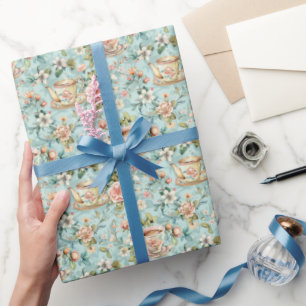 Papier Cadeau Motif carrelé à thé mignon