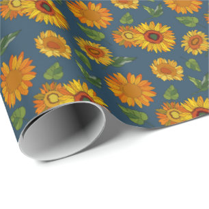 Papier Cadeau motif carrelé de tournesol de campagne mignon 