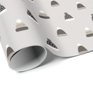 Papier Cadeau Motif Casquette en laine tiré à la main