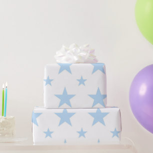 Papier Cadeau Motif Céleste Pastel Bleu Étoiles Printemps Fille