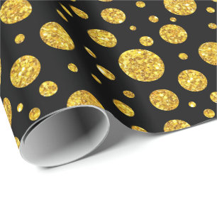 Papier Cadeau Motif Cercles Parties scintillant or