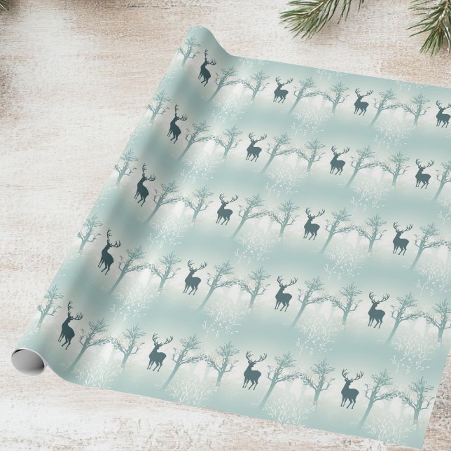Papier Cadeau Motif cerfs et arbres (Créateur téléchargé)