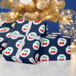 Papier Cadeau Motif Cerise – Cadeau & Décoration de Fruits Rétro