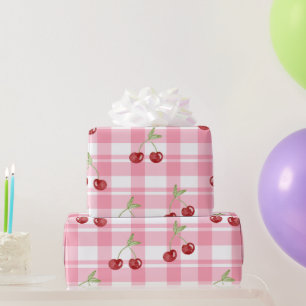 Papier Cadeau Motif Cerise Douce Rouge Coquette