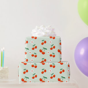 Papier Cadeau Motif Cerise Douce Rouge Coquette