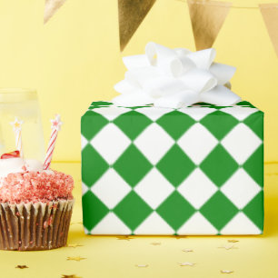 Papier Cadeau Motif Chevron Vert et Blanc Classique