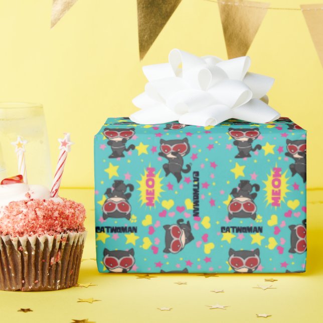 Papier Cadeau Motif Chibi Catwoman (Fête d'anniversaire)