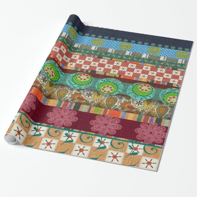 Papier Cadeau Motif chic de Boho de hippie de Bohème de mod (Déroulé)